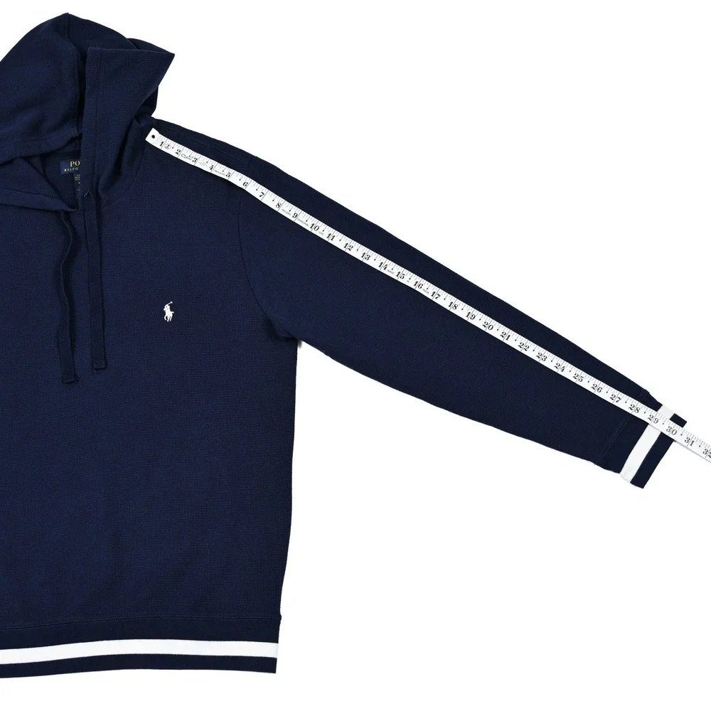 Polo Ralph Lauren Hoodie Sweater Mens Medium Sleepwear Jumper Waffle Knit Preppy